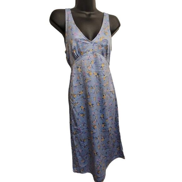 NWT Junior's Blue Floral Dress Strappy Long - Picture 1 of 12